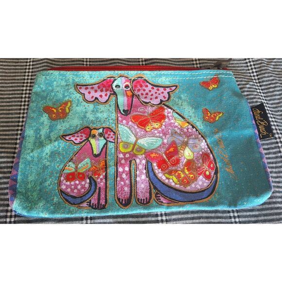 Laurel Burch-cosmetic bag- zipper top 9"X6" dog lovers! NWOT - Picture 2 of 6